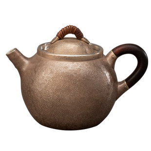 宽山堂999纯银手工制作木米急须120ml泡茶壶便携式茶具口打出银壶