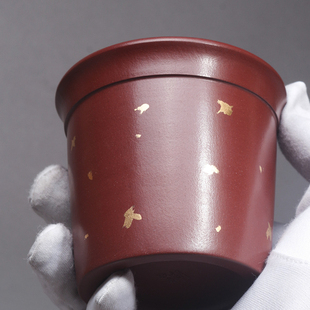 宜兴紫砂原矿大红袍禅意杯茶杯主人杯大容量古朴茶杯撒金品茗杯