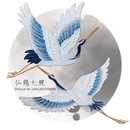 修补破洞贴羽绒服衣服绣花贴布 中国风刺绣布贴仙鹤对称补丁贴时尚