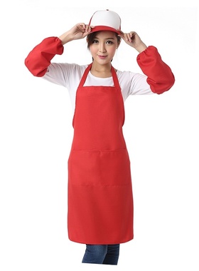 生鲜围裙定制logo印字婚宴美容院袖套卖肉中长款红色耐磨绘画烘焙