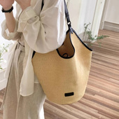 夏季 大容量手工编织草编包女式 2025新款 小众设计单肩通勤旅行大包