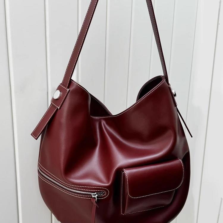 软皮托特包女式2025新款大容量复古高质感通勤手提单肩腋下hobo包