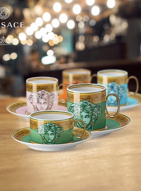 Versace meets Rosenthal 范思哲美杜莎像章带碟咖啡杯茶杯礼盒装