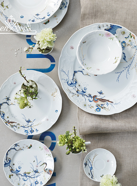 Rosenthal卢臣泰蓝屋系列K金描边欧式陶瓷餐盘碗盘