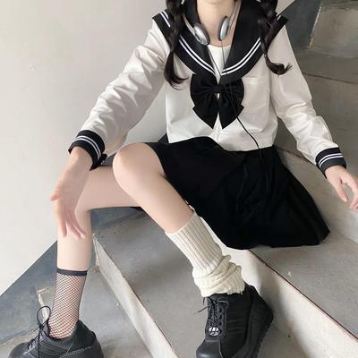 水手服基础款jk制服裙套装不良长裙黑三本基础款全套水手服秋季