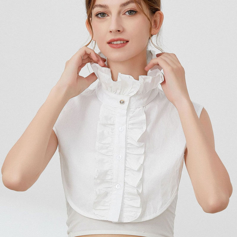 荷叶边立领假领子女秋冬内搭领子装饰打底花边衬衫假衣领百搭假领