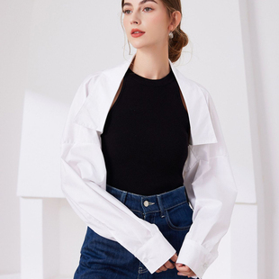 防晒披肩衬衫式白色外套女宽松薄款夏季长袖开衫气质短款罩衫上衣