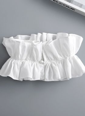 新款立领棉布颈围假领子时尚衣领宫廷风白色百褶假衣领花边装饰领