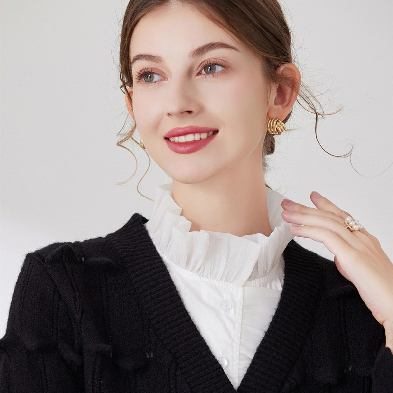 荷叶边立领衬衣领搭毛衣打底气质装饰领百搭衬衫衣领女叠穿假领子