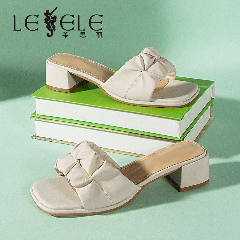 莱思丽新款休闲高跟拖鞋女鞋lb10093