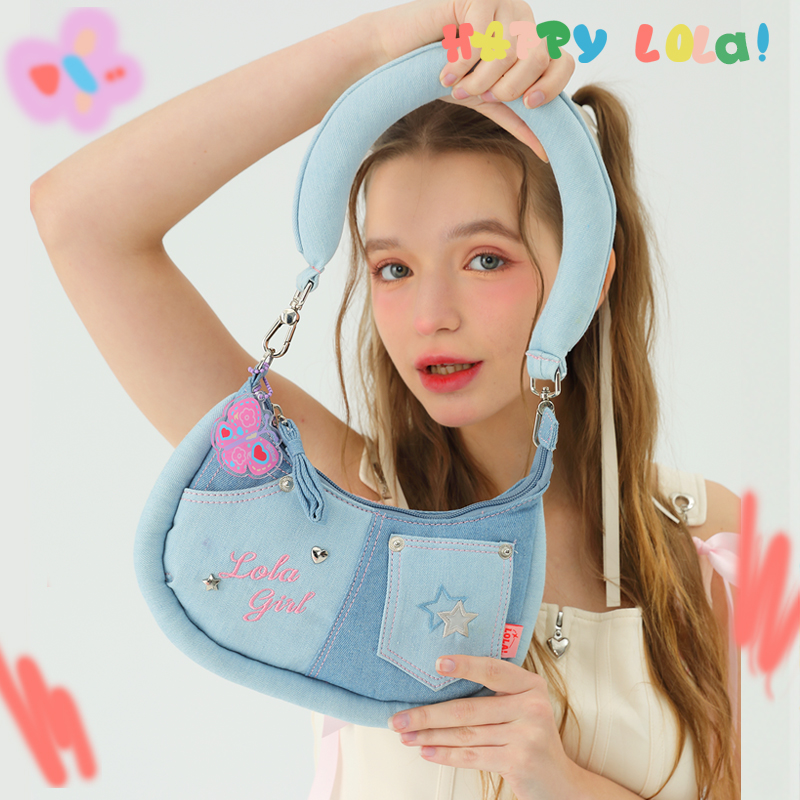 LOLADESIGN甜酷牛仔腋下包