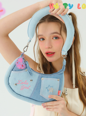 LOLA DESIGN多巴胺牛仔腋下包Y2K可爱小包包原创小众设计手提包女