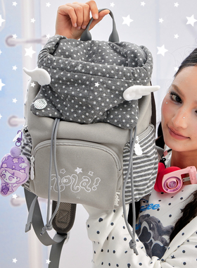 LOLA DESIGN帽子少女双肩包 旅游轻便背包大容量学生通勤徒步书包