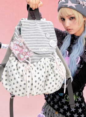 LOLA DESIGN波点韩系双肩包新款可爱休闲ins小众书包女生通勤背包