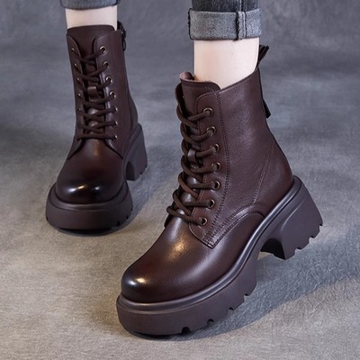 真皮马丁靴头层牛皮短靴全皮加绒