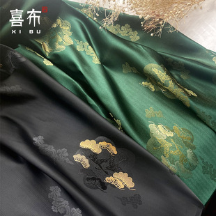 松叶布料京都仿西阵织金襕织锦缎布料  口金旗袍连衣裙手作松鹤图