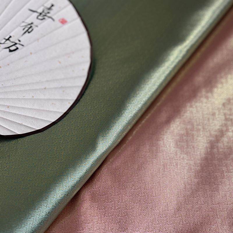 小纹粉绿织金织锦缎布料装饰新中式国风复古diy马甲包装戏剧面料