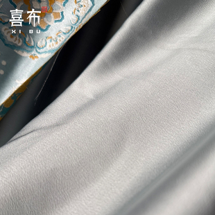 浅蓝仿醋酸里布宝花奔鹿纹仿宋锦布料中式国风汉服旗袍布料配装饰
