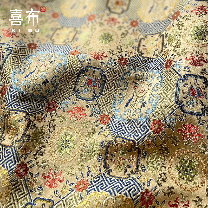 窗花如意150cm仿真丝服装宋锦