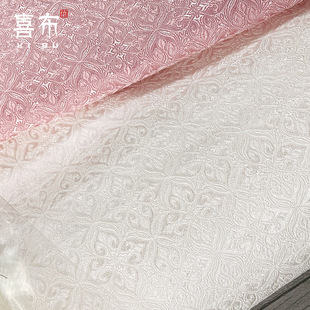 四角小花提花织锦缎面料包镶边汉服布料蒙古布依苗民族服饰手工布