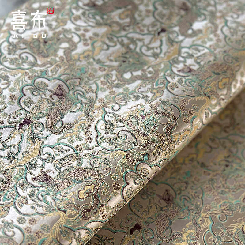 新中式龙纹仿宋锦马甲提花面料