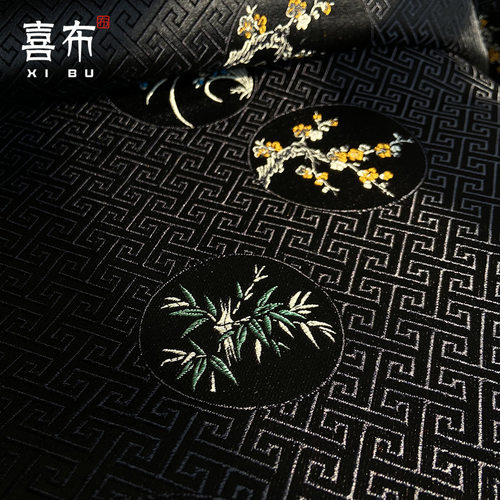 梅竹织锦diy提花手工汉服布料