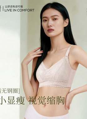 内衣女夏季薄款文胸罩无钢圈大码大胸显小聚拢调整型收副乳防下垂