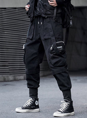泰王男装丨高街工装裤男2025年秋冬新款休闲裤男潮牌拼色束脚裤