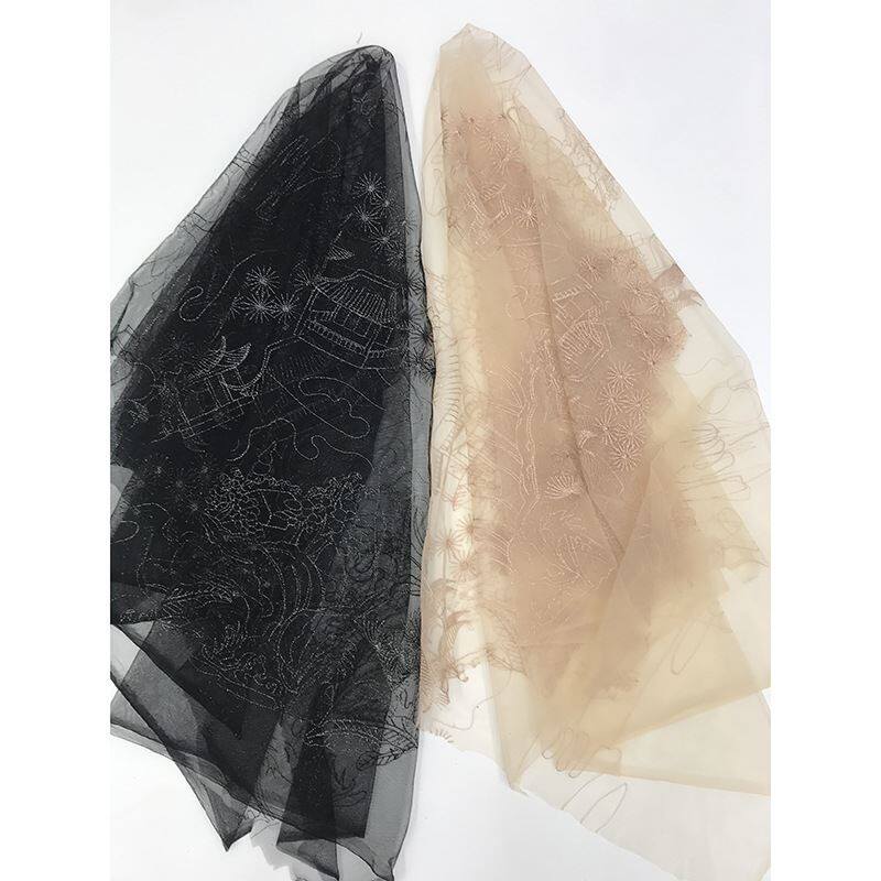 网布绣花面料刺绣蕾丝布料 女身半装裙童n轻布料装薄网纱面料