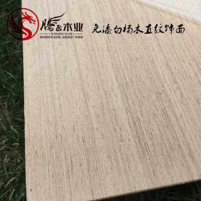 新品免漆白杨木直纹木饰面板免漆贴面板kd板科定 定制饰面板仿科