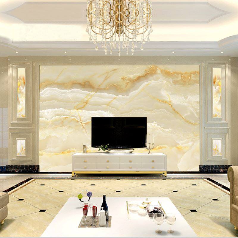 新中式电视背景墙壁纸抽象线条大理石纹墙纸意境山水影视墙布壁画