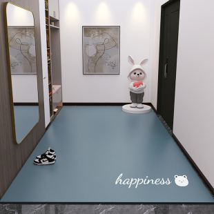 轻奢简约皮革入户门地垫进门垫蓝色家用脚垫PVC门口地毯可擦免洗