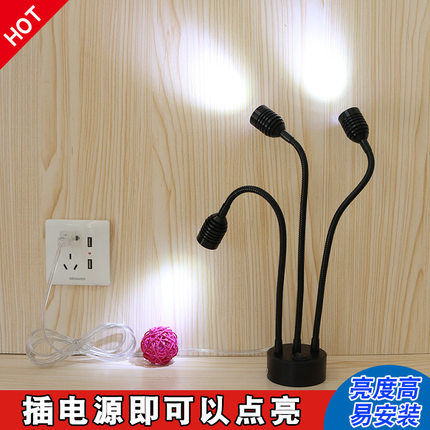 餐厅led可移动射灯明装吸顶超亮微型旋转三头软管店铺插电式谢灯