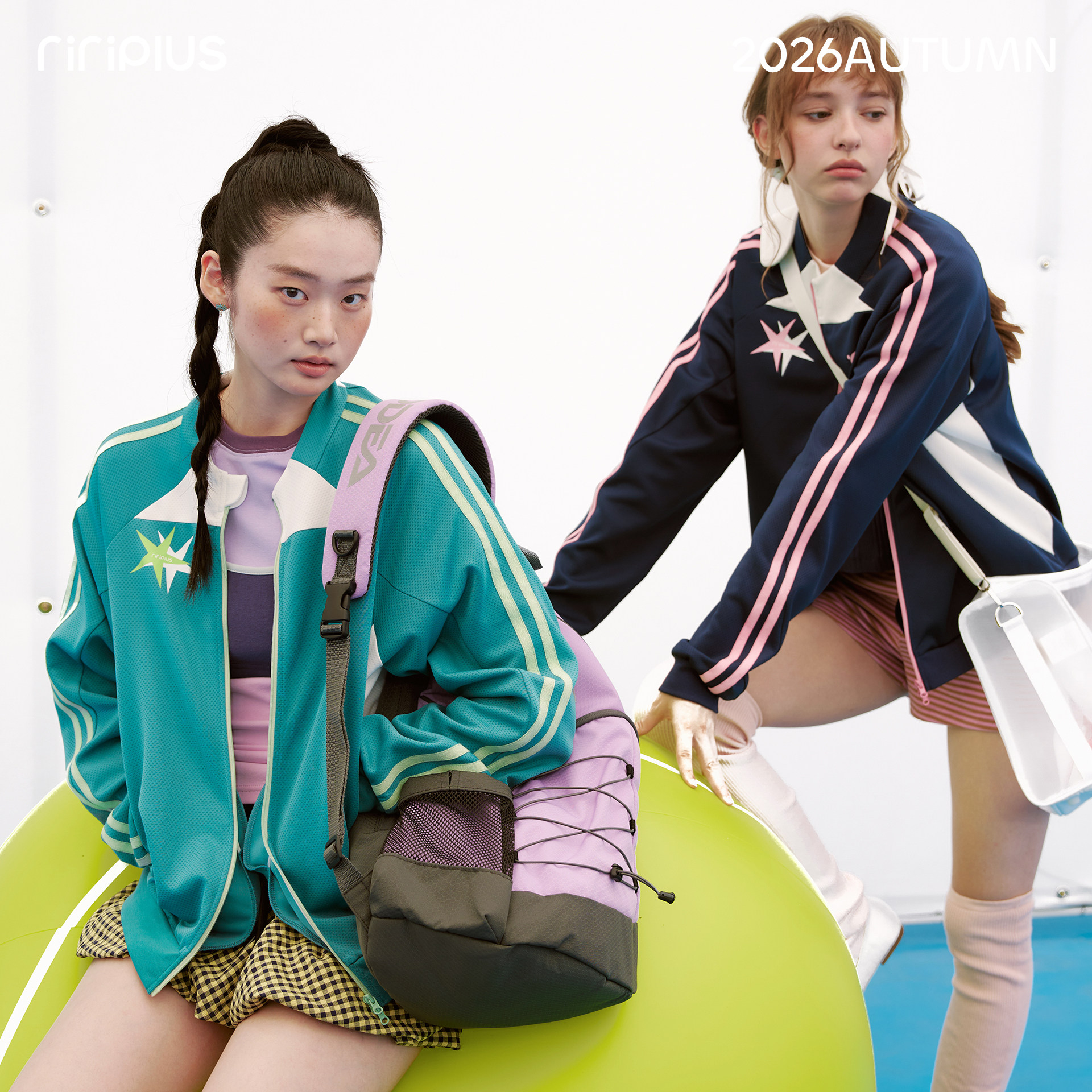 riverstone plus 复古星星夹克外套女秋季新款撞色休闲运动上衣