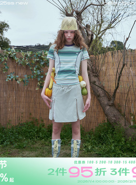 riverstone plus修身圆领t恤女夏季新款薄款条纹拼接撞色正肩短袖