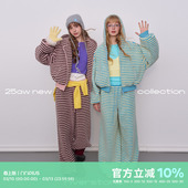 条纹羊羔绒棉服外套女摇粒绒连帽上衣加厚套装 riverstone plus