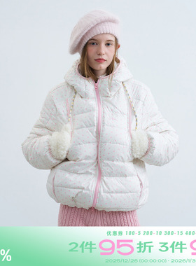 riverstone plus 可爱波点连帽90白鸭绒羽绒服女宽松排骨加厚外套