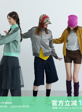 riverstone plus 美式复古波点立领拉链卫衣外套女春季修身上衣