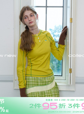 riverstone plus哈苏线运动球衣女秋季圆领亨利领长袖T恤解构上衣