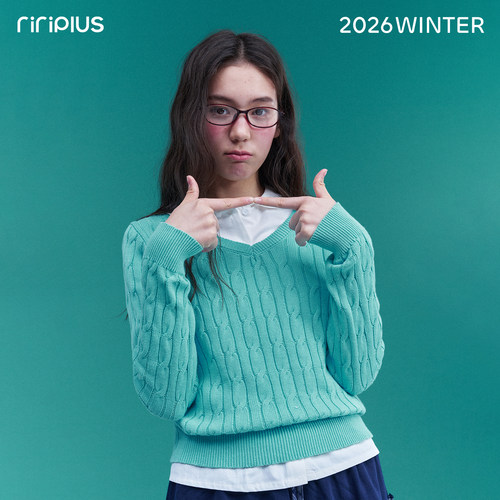 riverstone plus『10/20 20点 新品上新』复古V领绞花针织衫毛衣