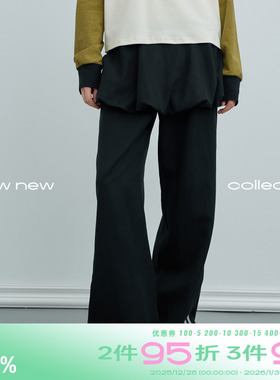 riverstone plus 芭蕾运动风假两件裙裤女秋季侧条直筒阔腿长裤