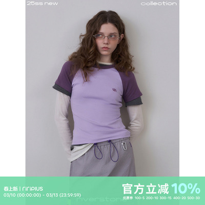 多色圆领休闲短袖撞色短袖T恤