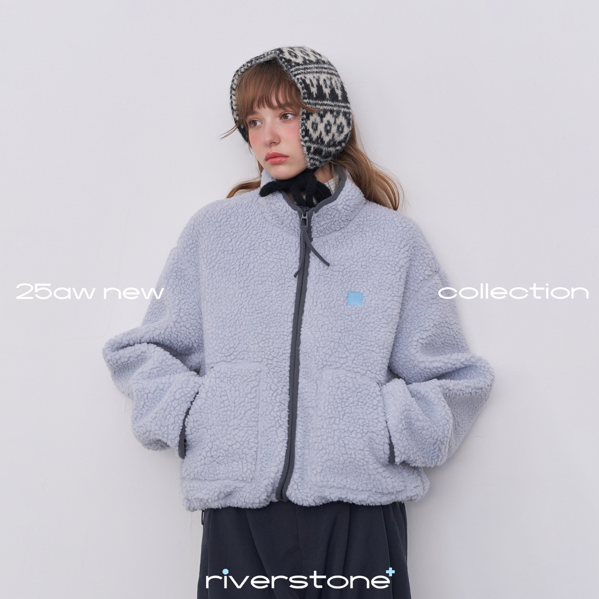 riverstone plus 多巴胺摇粒绒麂皮休闲外套女加绒立领羊羔绒上衣