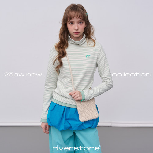 riverstone plus毛茸茸高领条纹长袖T恤女冬季百搭加厚打底衫上衣