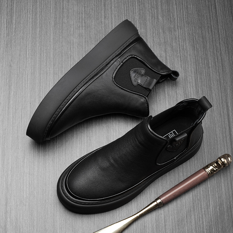 帕达索男士马丁靴秋冬厚底加绒保暖切尔西短靴高帮休闲皮鞋231148