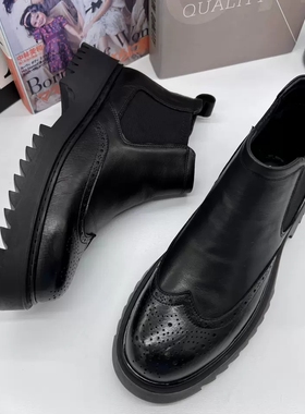 帕达索马丁靴男士高帮冬季新款加绒英伦风复古休闲切尔西靴231120