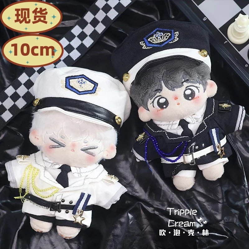 棉花娃娃娃衣天台吹泡克林10cm娃用衣服黑白制服酷帅拽哥皮带