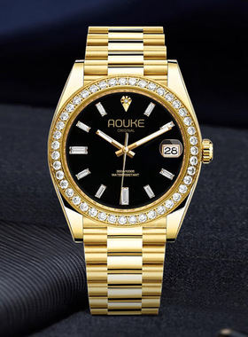 新款防水黑冰糖系列商务时尚百搭双机芯石英男士手表AOUKE