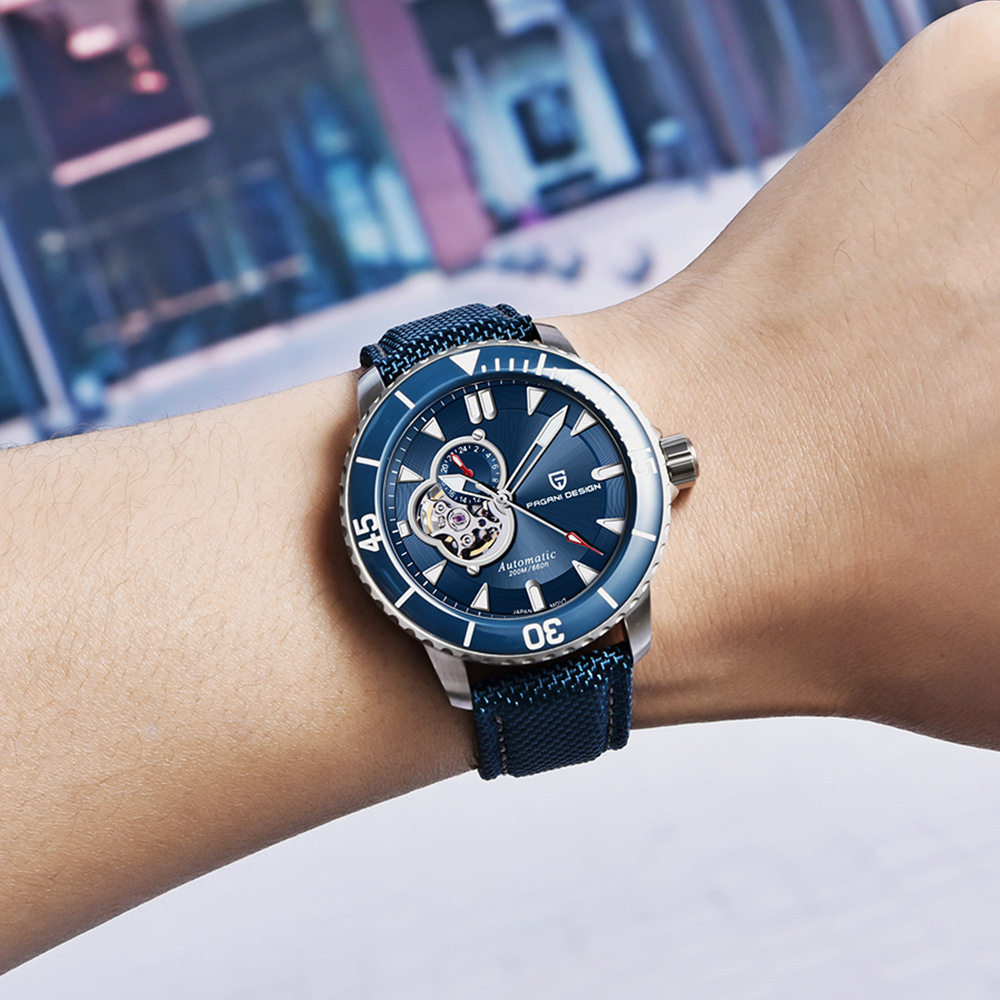 PAGANI DESIGN 伯佳尼手表全自动机械防水镂空精钢士手表1674