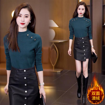 半领领时尚百搭德绒上衣